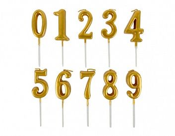 Свечи Цифра Золото Мини от 0 до 9 - 5 см.
