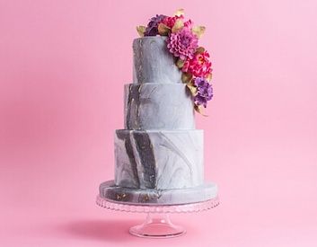 Мраморный Свадебный торт с цветами