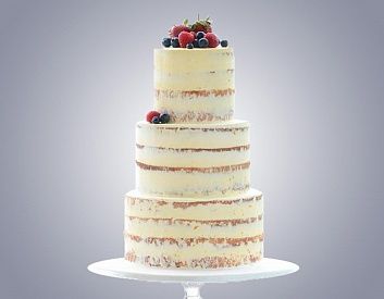 Голый Свадебный торт с Ягодами 3