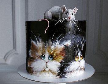 Торт с «Котиками и мышкой»